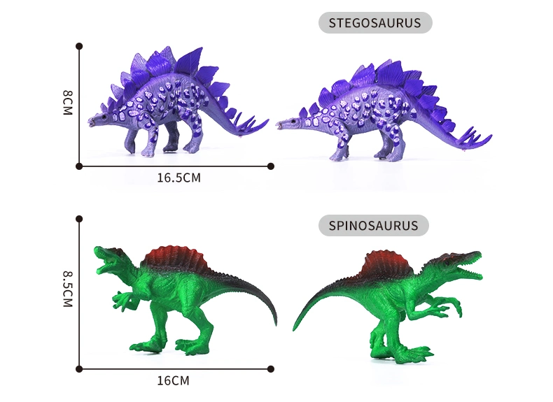 QS 6PCS 7 Inch Educational Dinosaur Animal Model Toys Hard Plastic Figure Toys for Kids Children Christmas Gift