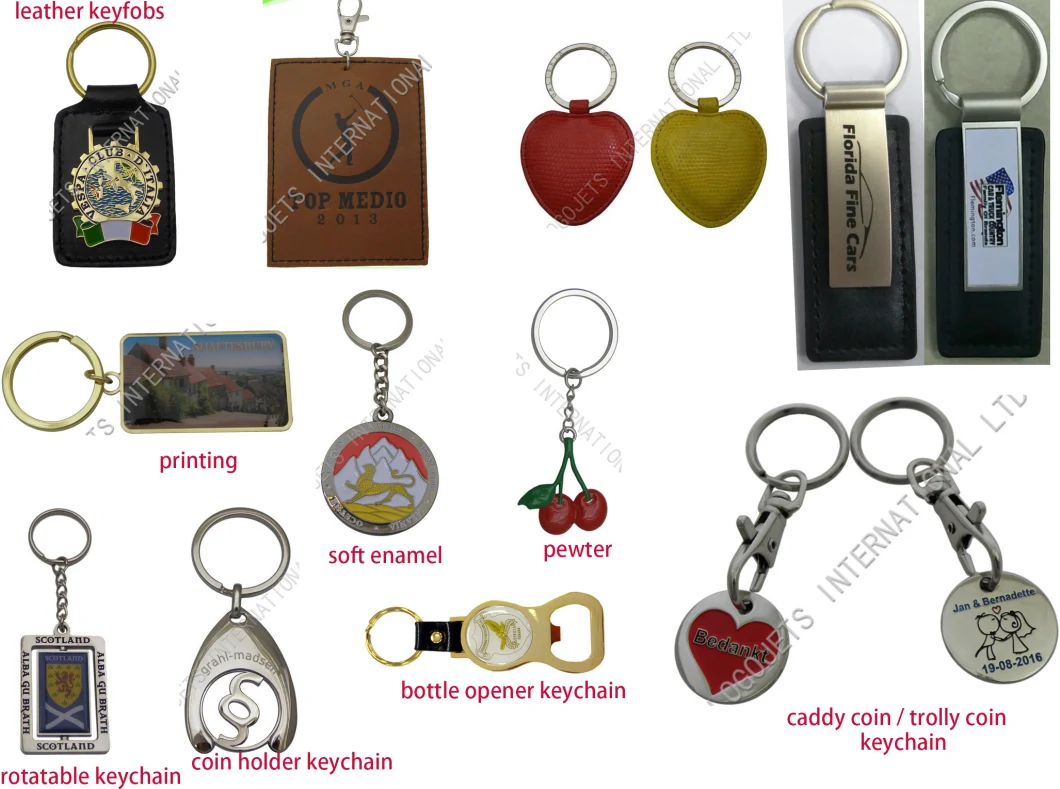 Custom Tourism Souvenir Promotional Leather Keyfob Leather Metal Keychain