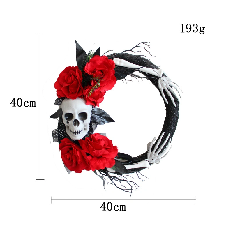 Scary Item Skull Red Rose Ghost Hand Wreath for Halloween Party Gift