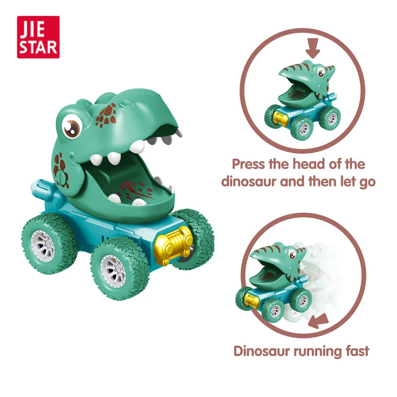 Jiestar Toys New Style Kids Plastic Dino Car Toy Set Boys Girls Christmas Birthday Gift Set Children Animal Toy Set Cartoon Toy Car Baby Dinosaur Toys