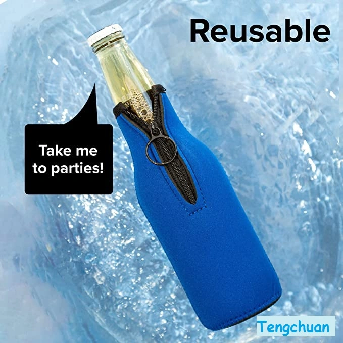 Beer Bottle Cooler Sleeves with Ring Zipper Collapsible Neoprene Insulators for 12oz 330ml Bottles Party Drink Coolies