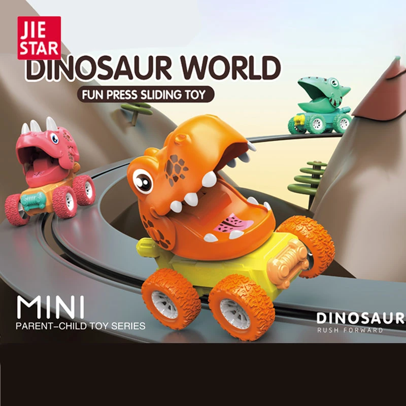 Jiestar Toys New Style Kids Plastic Dino Car Toy Set Boys Girls Christmas Birthday Gift Set Children Animal Toy Set Cartoon Toy Car Baby Dinosaur Toys