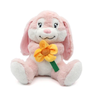 Regalos del día de Pascua Dibujos animados encantadores Orejas largas Conejo suave Juguetes Conejito de peluche al por mayor Conejo de peluche rosa para niños