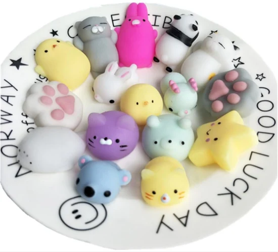 Regalos de Navidad Squeeze Stress Relief Mini Cute Kawaii TPR Soft Mochi Squishy Animals Squishy Fidget Juguetes para niños