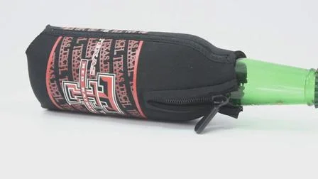Funda de neopreno personalizada promocional para enfriador de botellas con cremallera