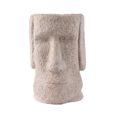 Escultura de piedra arenisca Vintage, estatua de piedra de Isla de Pascua, portalápices de resina, adornos de resina, artesanías de escritorio, regalos de decoración del hogar