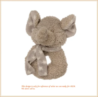 Elefante de peluche personalizado Animal lindo bebé Handbell Ring juguetes suaves