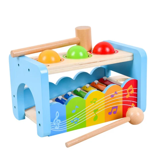 Xilófono de madera Musical infantil para bebé juguetes educativos Montessori bebé multifuncional 2 en 1 instrumento de música de juguete