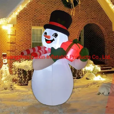 Precio de fábrica, muñeco de nieve inflable de 5 pies de altura, Navidad con caja de regalo, decoración inflable